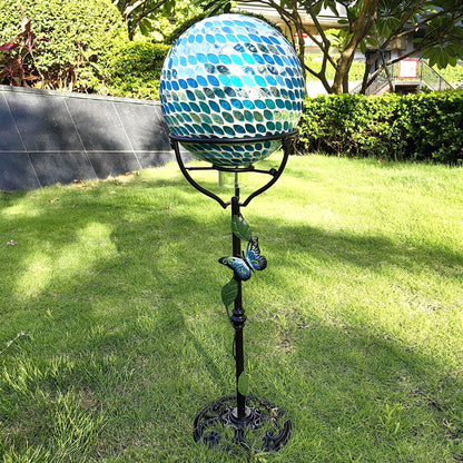 Cast Iron Gazing Globe Stand, 24.5" Gazing Ball Stand for 10-12 Inches Garden Gazing Globes, Metal Display Gazing Ball Holder for Indoor Outdoor, Easy Assembly, Black