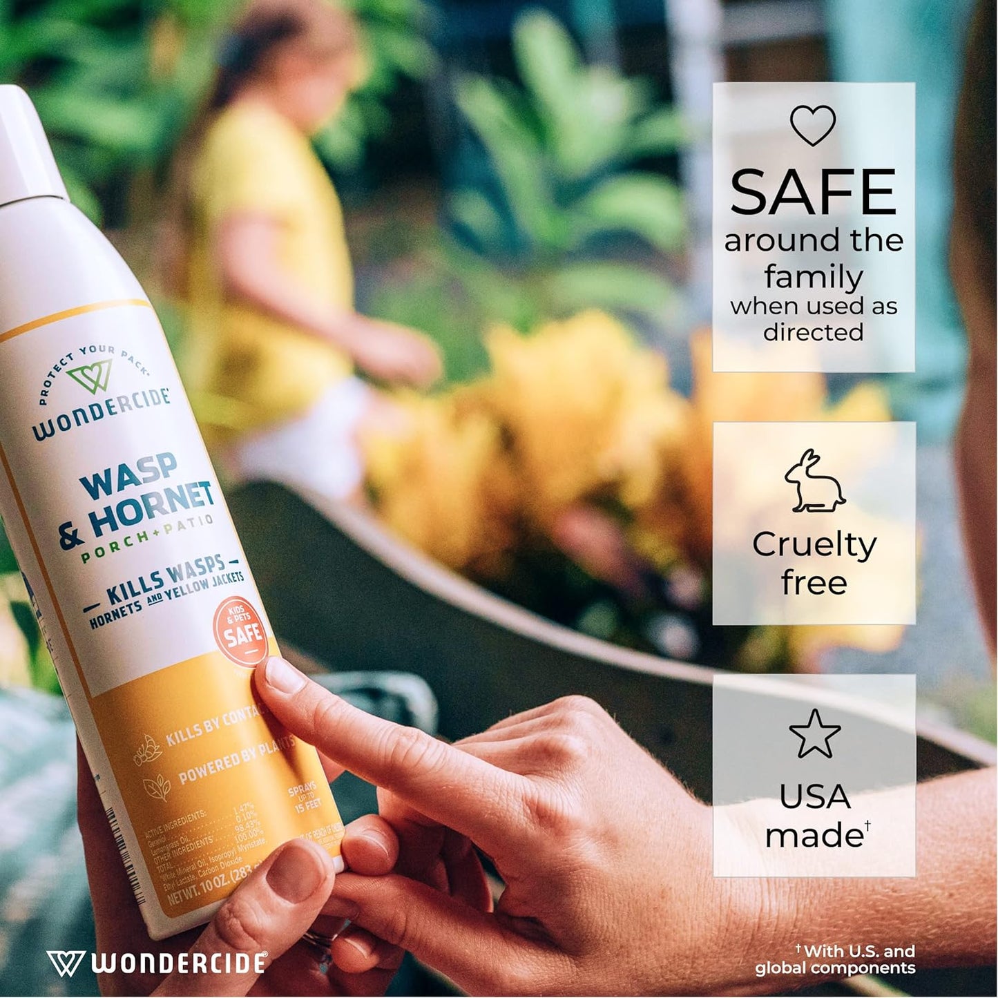 Wondercide - Wasp and Hornet Killer Aerosol Spray with Natural Essential Oils - Kill Wasps, Hornets,and Yellow Jackets - for Porch, Patio, and Outdoor Areas - Pet and Family Safe - 10 oz - 2 Pack