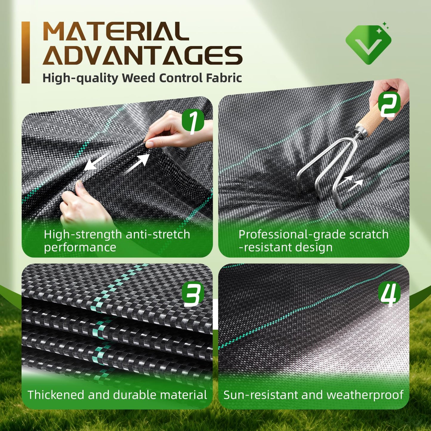 Land Guard 4ft x 300ft Weed Barrier Fabric Heavy Dusty, Ground Cover, Weed Mat, Woven Landscape