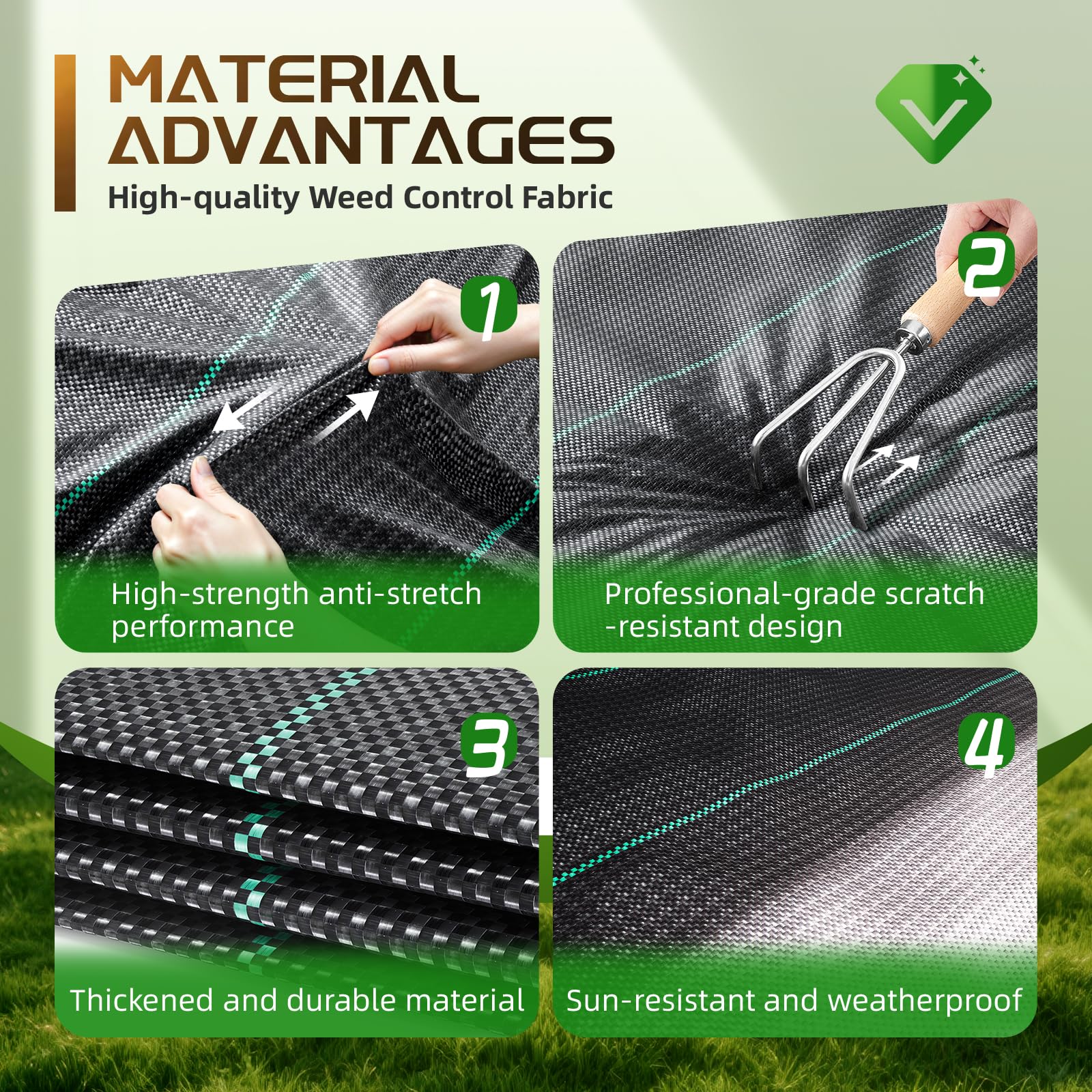 Land Guard 4ft x 300ft Weed Barrier Fabric Heavy Dusty, Ground Cover, Weed Mat, Woven Landscape