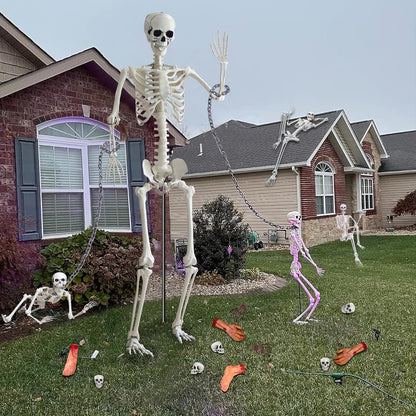 7.9ft/240cm Giant Skeleton Halloween Skeleton Life Size Skeleton Posable Skeleton Full Body Realistic Bones with Movable Joints for Halloween Outdoor Indoor Decorations