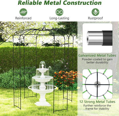 Giantex Birdcage Shape Gazebo - 9.4' H x 6.8' W Metal Arch Trellis for Climbing Plants Clematis Vines, French Style Pergola Pavilion Garden Arbor for Weddings Photoshoots Ceremony Party Outdoor Decor
