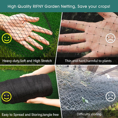 Bird Netting for Garden, 7.5 x 98 FT Heavy Duty Anti Bird Netting Mesh with Ties and Landscape Staples for Vegetable, Fruit Trees & Other Plants, Lasting Against Birds Deer Squirrels and Poultry