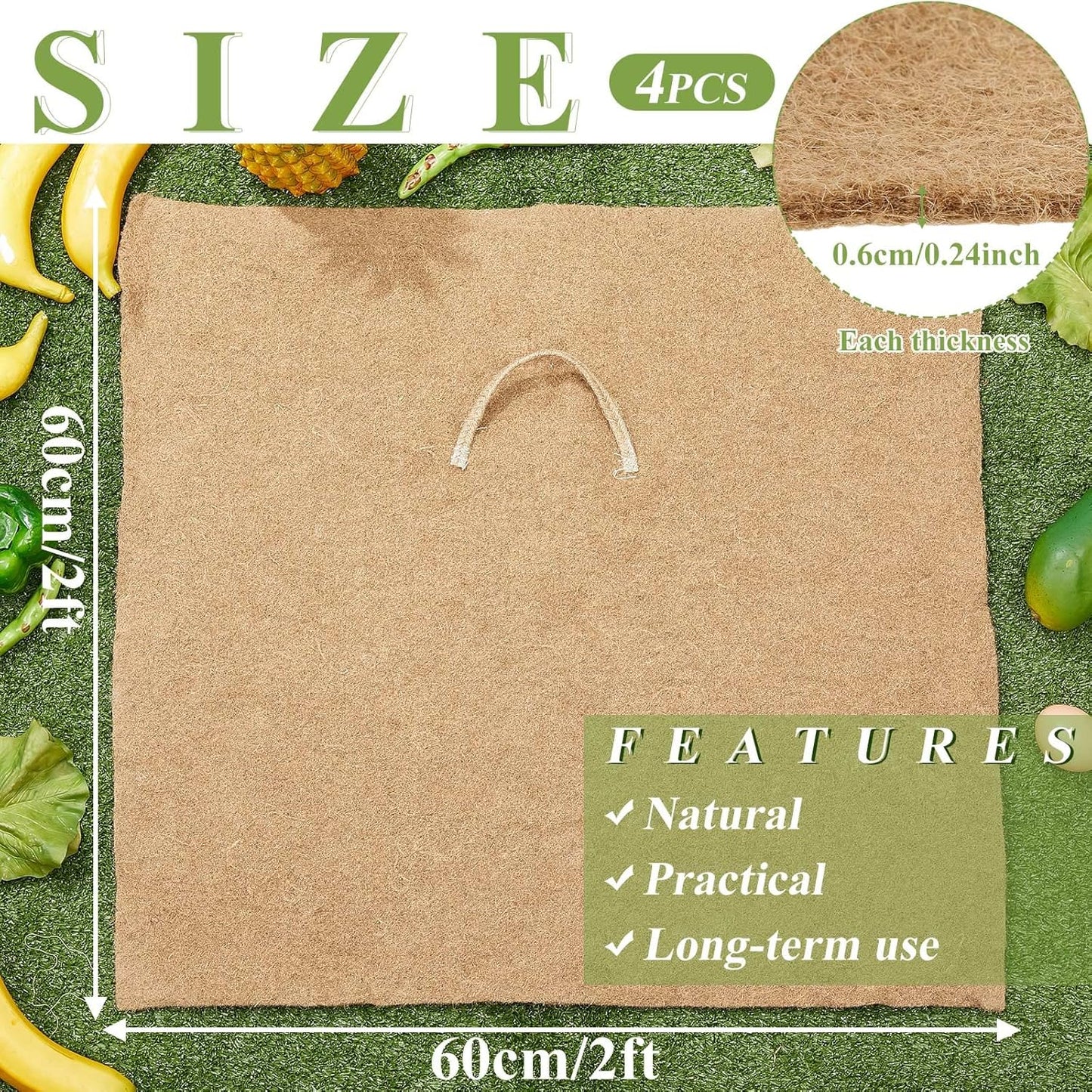 Zubebe 4 Pcs 2 ft x 2ft Worm Blanket Farm Kit Worm Bin Blanket Worms for Composting Fits Many Bin Bag for Keeping Worms Dark Moist Warm Outdoor Garden Compost Bin Farm Compost Factory