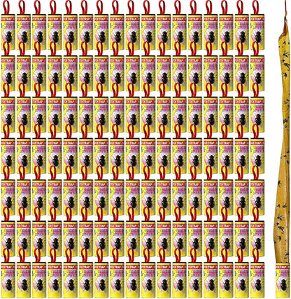 Qualirey 160 Pack Fly Strips Sticky Fly Trap Indoor Outdoor Hanging Fly Ribbon Tape Paper Flying Insect Trap Gnat Killer Traps for Fruit Flies, Bug, Insect, Pest (Yellow)