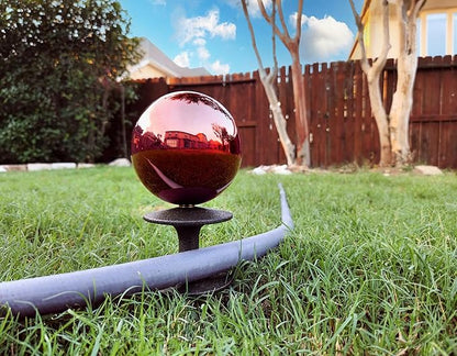 Lulu Decor, Garden Red Gazing Ball Hose Guide, Set of 2. Strong and Decorative Hose Guide that Protects Your Plants and Provides Elegance to Your Garden