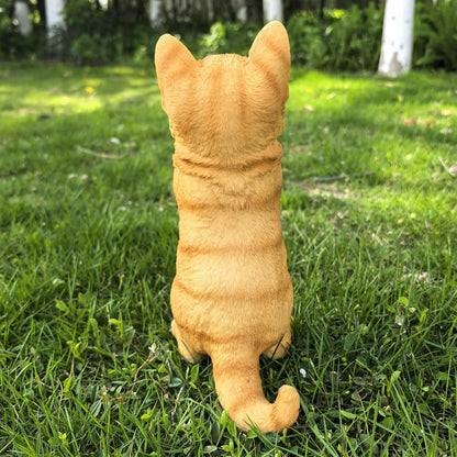 Garden Cat Statue Decorative Outdoor,Fairy Art Yard Décor Figurine for Patio Lawn, Pets Statue Ornaments Patio Lawn Flower Bed (Orange)