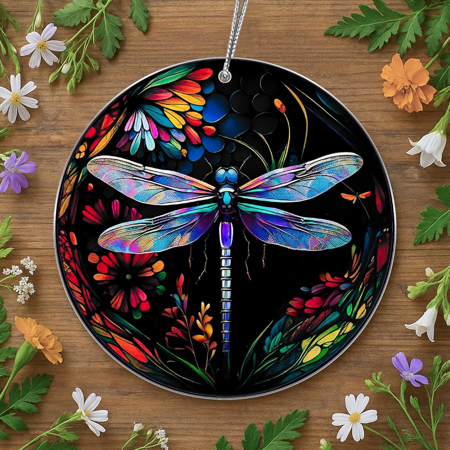 Dragonfly Gifts for Women, Dragonflies Decor Suncatcher Effect, Dragon Fly Stained Glass Effect, Dragonfly Ornaments for Christmas Tree Decoration, Birthday Gift for Mom (Nocturne Dream)