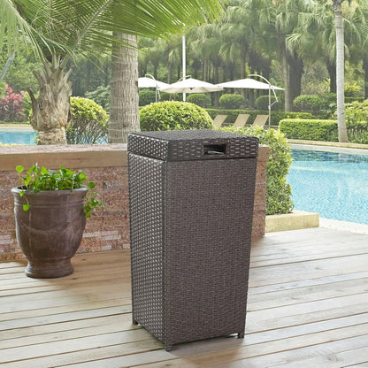 Crosley Furniture Palm Harbor Resin Wicker Outdoor Trash Can With Lid for Backyard, Patio, Deck, Balcony, Gray
