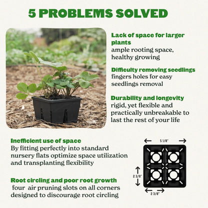Epic Gardening Reusable Seed Starter Tray - 4 Cell 4"/64 Seedling Starter Trays - Easy Watering, Indoor Greenhouse, Plant Starter, Gardener-Friendly for Seedlings | UV-Treated & BPA-Free - Black
