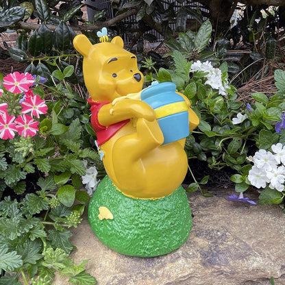 Disney Winnie The Pooh Rolling Honey Pot Everyday Outdoor Garden Statue, 7 inches Tall, Officially Licensed Disney Product