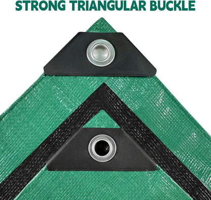 Tarp 15x30 ft Heavy Duty 100% Waterproof 10mil,UV Resistant,Durable Grommets and Reinforced Edges Green/Black Tarp for Camping, Swimming Pools,Car Coverage -by MVPNET