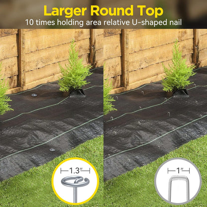Landscape Fabric Pins, Thickened 8 Gauge Circle Top Landscape Pins, Not Easy to Bend 6 inch Galvanized Landscape Fabric Stakes, More Holding Power Than U-Shape Garden Staples (240)