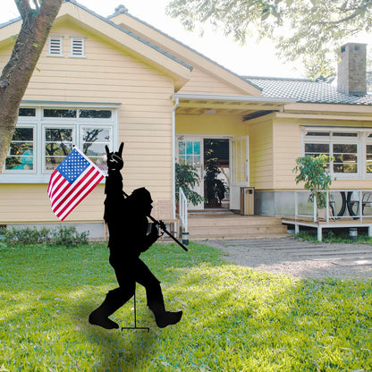 Paito 3.3ft Tall Metal Bigfoot Yard Decor Garden Stakes Display, Life Size Bigfoot Sasquatch Outdoor Yard Art Statue for 4th of July Decorations, Lawn