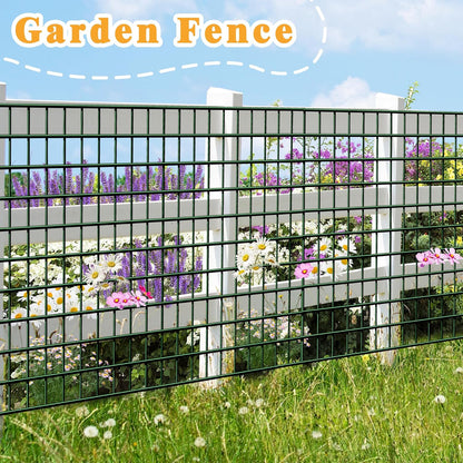 Green Metal Garden Fence, 72inch(H) x 50ft(L), 2 inch x 4 inch,12.5GA 2/3/4/5/6 Ft Tall Chicken Wire PVC Coated Welded Wire Mesh Roll for Dogs Border Yard Vegetable Plant Protection Poultry Netting
