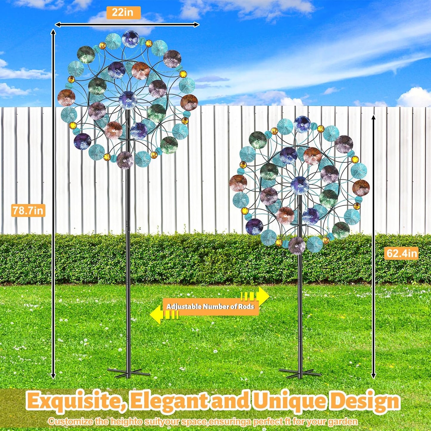 FaloStwer 78.7 Inch Tall Metal Wind Spinner for Outdoor, Large Kinetic Wind Sculpture with Unique Blade Design, Easy Install Garden Windmill for Patio Yard Lawn Decoration(Large Size A)