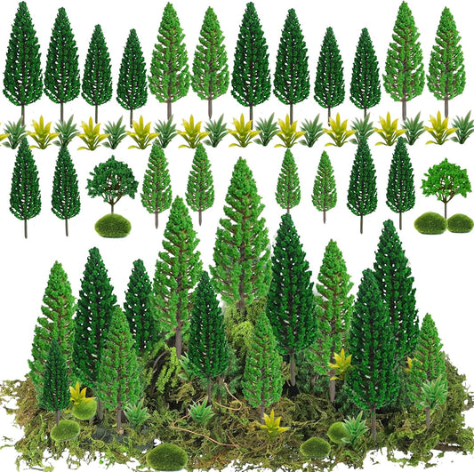 30 Pieces Model Trees Mixed 1.7-6 inch Fake Miniature Trees and Artificial Moss Rocks Diorama Architecture Mini Tress for Crafts Building Model Railway Scenery Landscape Supplies
