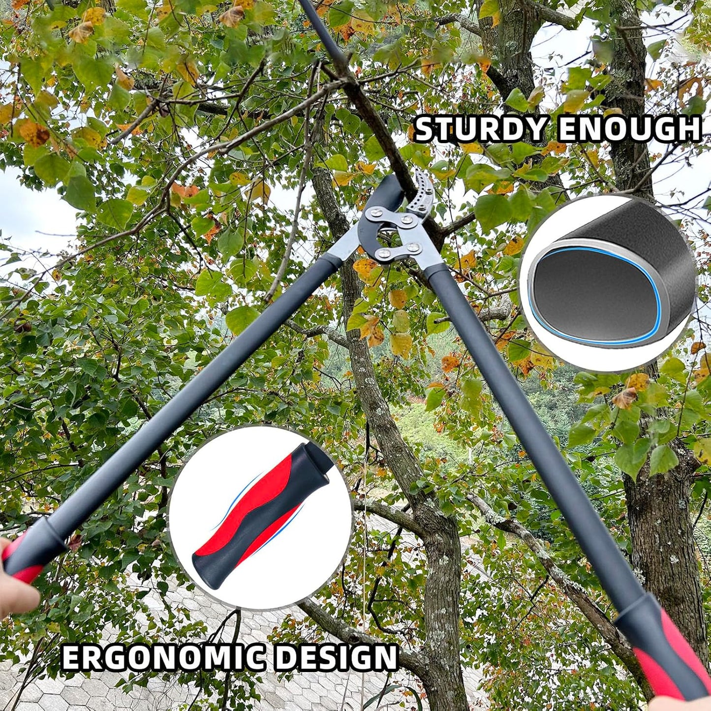 Loppers for Tree Trimming, Heavy Duty Branch Cutter Tree Clippers with Compound Action, Chops Thick Branch Ease, Garden Lopper Pruning, 32 Inch Tree Trimmer with 2" Clean Cut Capacity