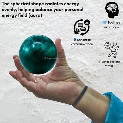 Amazing Gemstone Blue Apatite Crystal Ball with Stand - 2" Inches Crystal Sphere Meditation Balls for Witchcraft and Decorative Balls