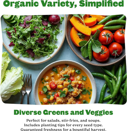 Epic Gardening Organic Vegetable Garden Kit - 10 Non-GMO Varieties, Includes Tomatoes, Squash, Pumpkins, Beans & More, Perfect for Raised Beds, Backyard Gardening & Fresh, Delicious Homegrown Meals