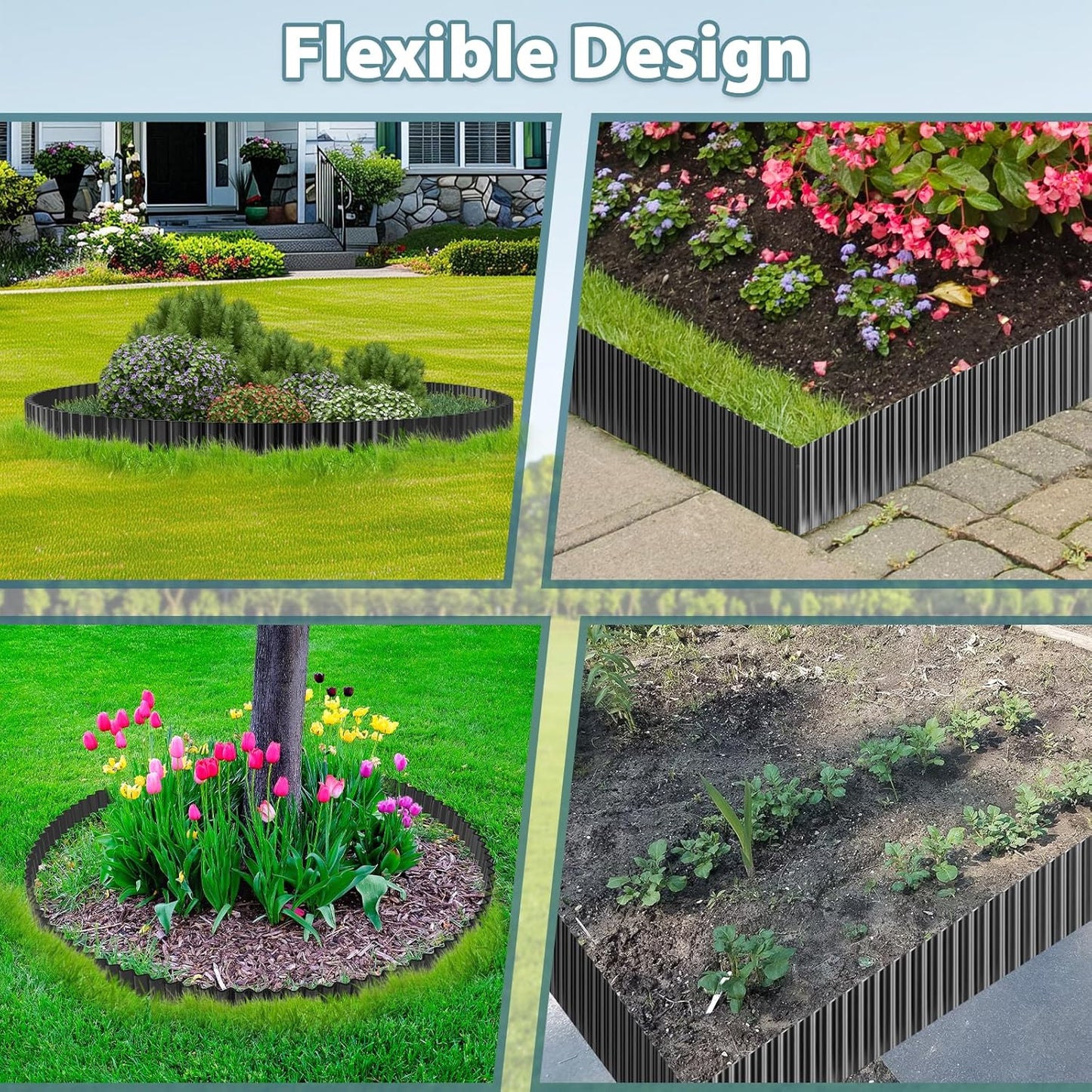 Used for DIY Metal Ripple Landscape Edging, Sturdy and Durable Garden Edging Border, Lawn and Tree Surround Fence Design (Black, 6"×40 Ft)