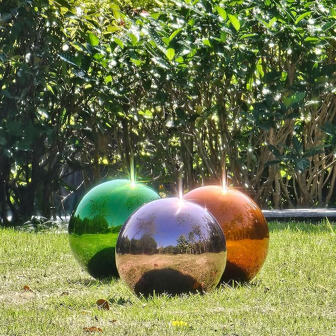 Stainless Steel Gazing Globe Mirror Ball, Decorative Gazing Balls for Garden, Reflective Smooth Garden Ball Sphere for Outdoor Yard Decoration (Purple, Dia: 10 inch)
