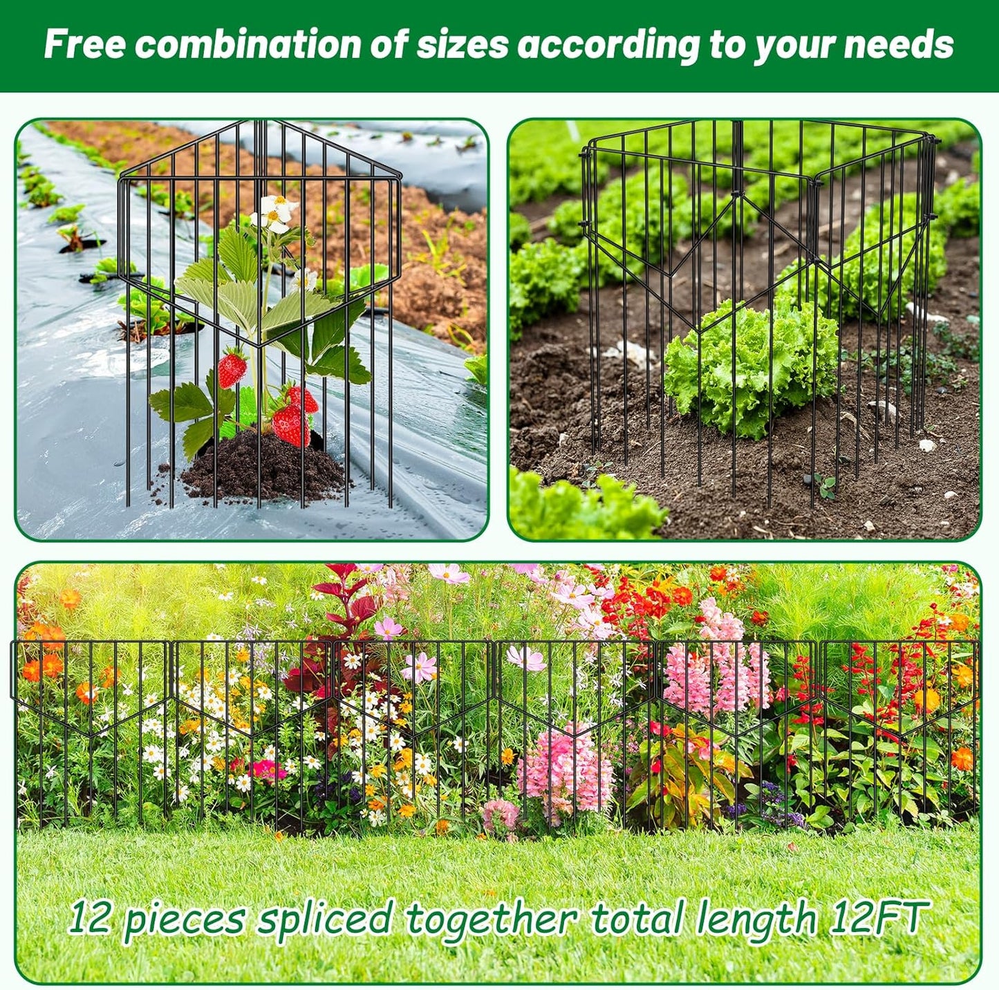 UNIFAMILY 12pcs Metal Plant Protectors from Animals 15.7 in, Heavy Duty Plant Cages for Outdoor Plants, Wire Plant Protectors, Garden Protection from Squirrels for Garden Barrier Fencing