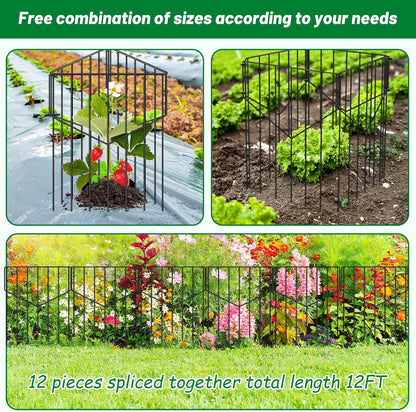 UNIFAMILY 12pcs Metal Plant Protectors from Animals 15.7 in, Heavy Duty Plant Cages for Outdoor Plants, Wire Plant Protectors, Garden Protection from Squirrels for Garden Barrier Fencing