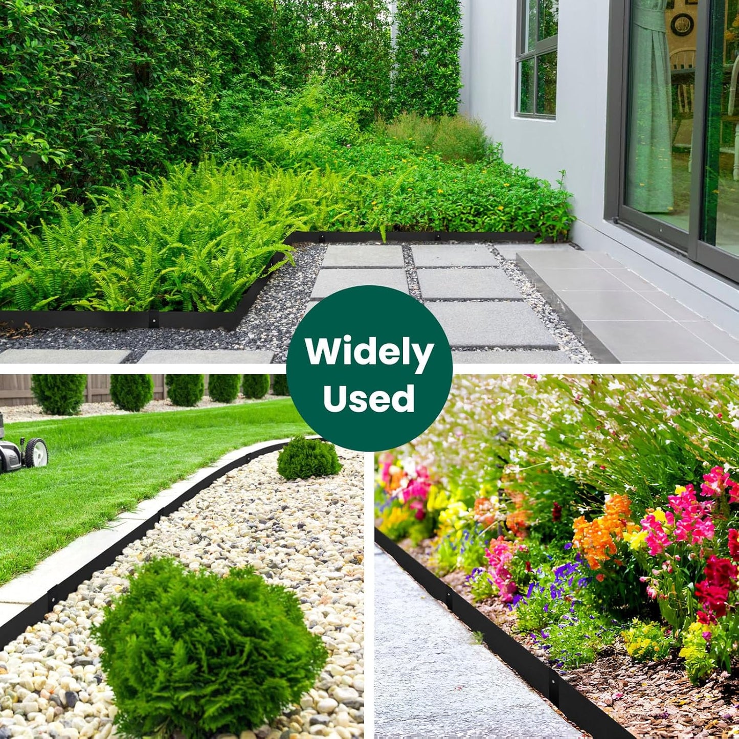 Galvanized Steel Landscape Edging Metal Landscape Edging Black Steel Landscaping Metal Garden Edging Border 6 Inch Depth 40 Inch Strips 6pcs for Lawn Yard 20 Feet Total (with 6 Clips)