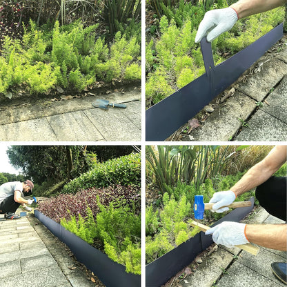 Metal Landscape Edging 6 Pack 40" L x 6" H,Galvanized Bendable Metal Garden Edging,Hammer- in Steel Landscape Edging with a Pair of Gloves and 7 Clips,Navy Blue (20 FT Total)