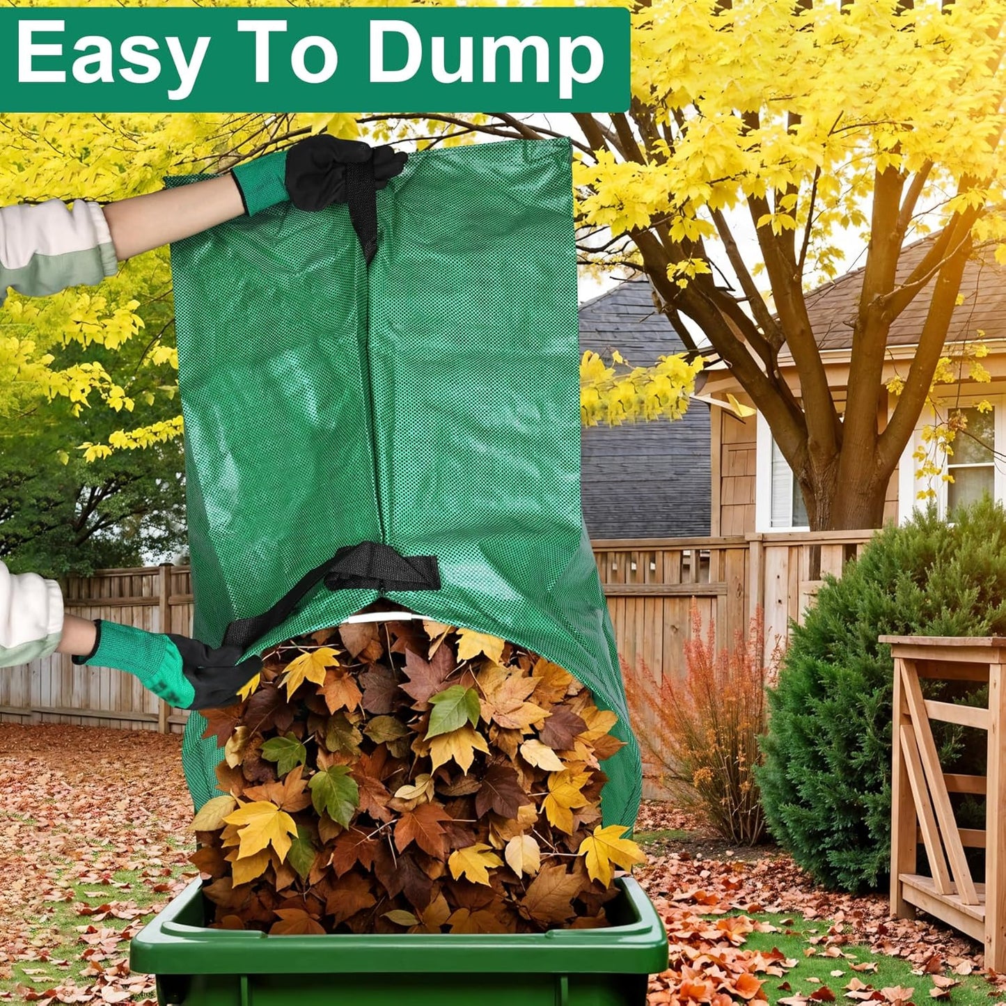 53 Gallons Leaf Collector Reusable Leaf Bag Yard Waste Bags Lawn Bag Leaf Picker Upper Lawn Sweeper for Leaves