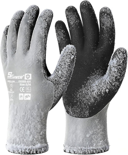 Schwer 2 Pairs 100% Waterproof Winter Work Gloves, ANSI A2 Cut Resistant Freezer Gloves for Outdoor Cold Weather Keep Hands Warm, Enhanced Warmth & Durability, for Shoveling Snow, Ice Fishing, M