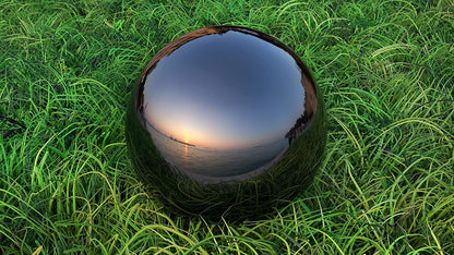 Lulu Decor, Titanium Stainless Steel Gazing Mirror Ball Size 12 with Stand
