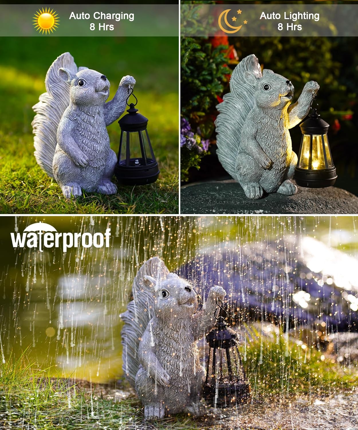 Nacome Solar Squirrel Statues for Garden Decor: Outdoor Sculptures for Clearance Outside Lawn Ornaments Porch Patio Balcony Yard – Gifts for Mom Grandma