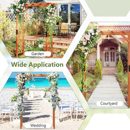 S AFSTAR 84" Wooden Garden Arbor, Plant Climbing Arch Trellis Pergola Archway Wedding Arch for Outdoor, Yard, Ceremony Christmas Decoration (Brown)