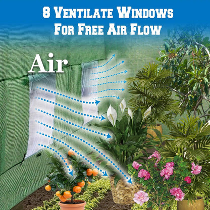 Strong Camel Greenhouse Replacement Covering for Outdoor Larger Hot Garden House, Support Arch Frame Climbing Plants/Flowers/Vegetables (16' X 7' X 7', Cover)