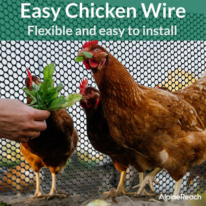 AlpineReach Plastic Wire Mesh 1.3ft x 30ft (15.7" x 360") Fence Roll with Zip Ties - Ideal for Poultry, Dogs, Rabbit Barrier & Gardening, Durable Chicken Mesh, Versatile Rigid Fencing & Netting, Black