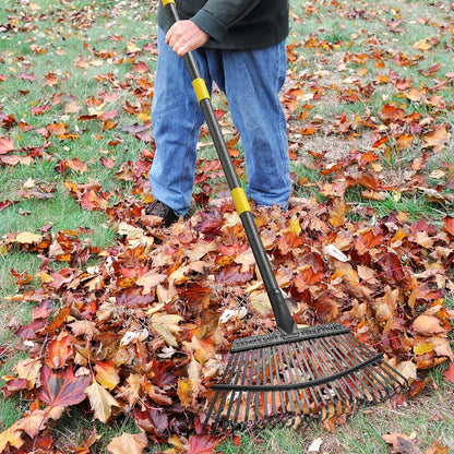 65 Inch Rake for Leaves, Rakes for Lawns Heavy Duty Hoe Lawns Leaf Lawn Leveling Rake Yard Tools for Picking up Leaves, Grass Clippings, Garbage with 25 Metal Tines Ergonomics Adjustable Handle