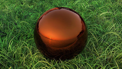 Lulu Decor, Dark Copper Stainless Steel Gazing Mirror Ball Size 14 with Stand