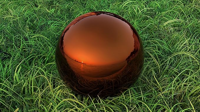 Lulu Decor, Dark Copper Stainless Steel Gazing Mirror Ball Size 12 with Stand