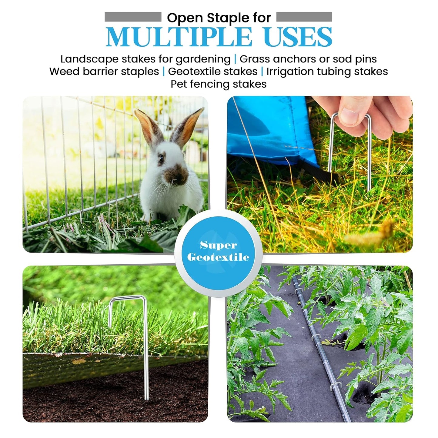 Landscape Staples - Heavy Duty 11 Gauge Galvanized U-Shaped Sod Pins for Weed Barrier and Landscaping Fabric Stakes - Extra Strong - 1" x 6" (1000 pcs)