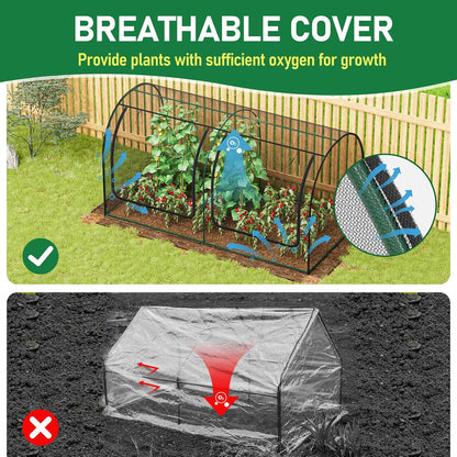 SPECILITE 98x49x49in Garden Plant Netting Mesh Cover for Raised Bed with Roll-up Zipper Door for Vegetables Fruits, Large Tunnel Gardening Net, Black