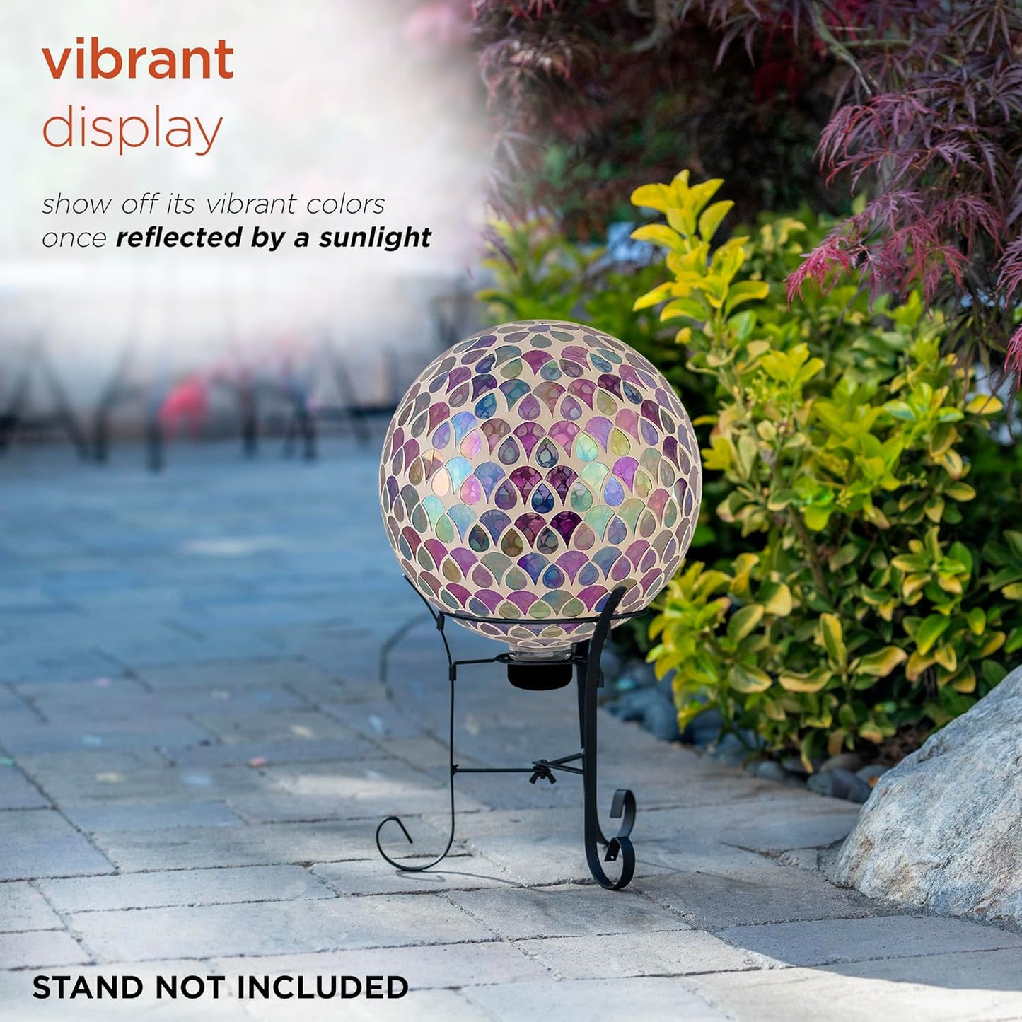 Alpine Corporation HGY438 Outdoor Mosaic Glass Gazing Globe with Colorful Teardrop Design, 10" Diameter, Multicolor