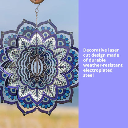 VP Home - Mandala Kinetic Wind Spinner - Hanging Garden Decor - Yard and Garden Metal Spinner - Wind Sculptures Ideal for Outdoor - Spinning Lawn Ornaments - Art Kinetic Sculpture (Purple)