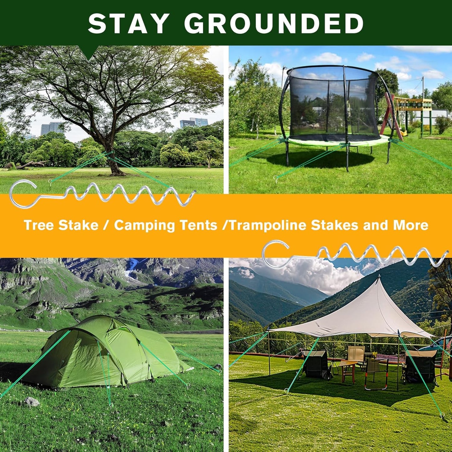 A Tree Support kit for straightening Trees, which Includes Supporting Metal Stakes and Ropes. It can Also be Used for Tree Protection in Harsh Weather and Outdoor Tent Fixation. (2)