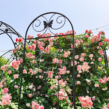 4 Pack Metal Garden Trellis 86.7" Tall Outdoor Climbing Plant Support for Roses, Flowers, Rustproof Durable Black Galvanized Tube, Lawn Garden Fence Decor Screen (4pcs, 86.7" H)