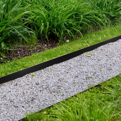 KOL Galvanized Steel Garden Lawn Edging, 6-Pack Black Bendable Metal Landscape Edging Strips - Heavy Duty Hammer-in Border with 7 Clips - 16-Gauge - 40" L x 6.5" H (20FT Total Length)