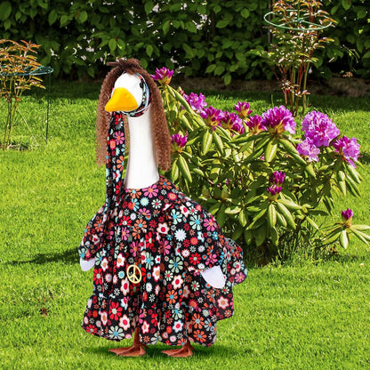 Outus Halloween Hippie Goose Outfits Funny Hippie Outfit for Porch Goose 23 Inch Holiday Lawn 70s Geese Cloth for Halloween Vintage 70s Parties Yard Garden Outdoor Decor