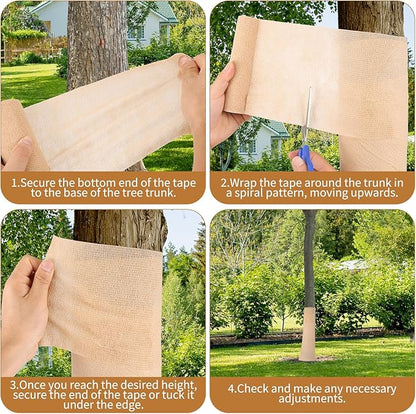 4 Rolls Burlap Tree Wrap - 6" X 157" Gardening Burlap Roll Winter Outdoor Trunks and Shrubs Protection Wraps Protection Tree Covers for Freeze, Frost & Wind Protection