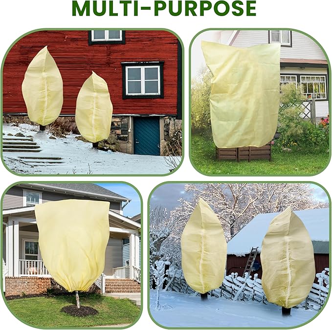 TCBWFY 120x100inches Huge Plant Covers Freeze Protection Frost Cloth for Outdoor Plants,2.82oz/yd² Thickened Winter Tree Covers with Zipper Drawstring,2 Pack Frost Blanket from Wind,Pest and Animal